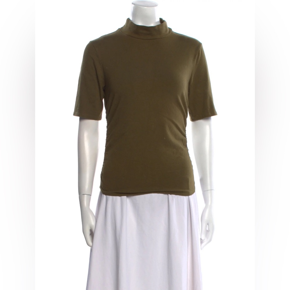 Reformation Olive Green Short Sleeve Mock Neck Top